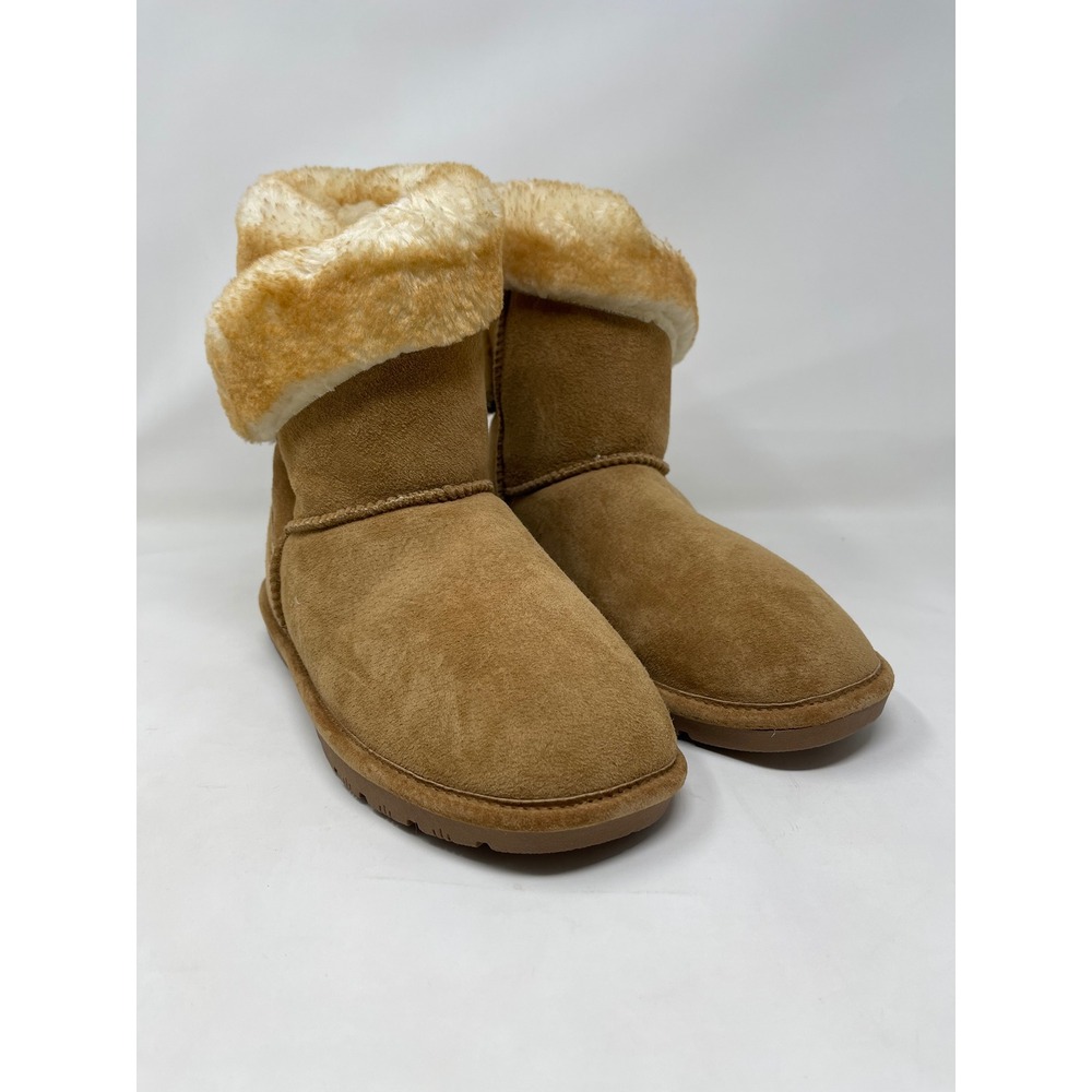 Lamo Essential Suede Faux Fur Lined Tan Chestnut Winter Boots Womens Size 8